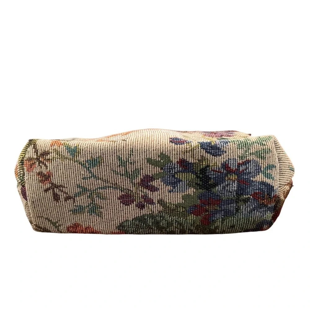 Log-On Floral Tapestry Makeup Bag Woven Zipper Pouch Vintage Style NWT